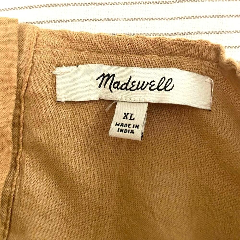 Madewell Seersucker Puff Sleeve Cutout western Mini Girly Preppy Dress Size XL - Picture 7 of 10